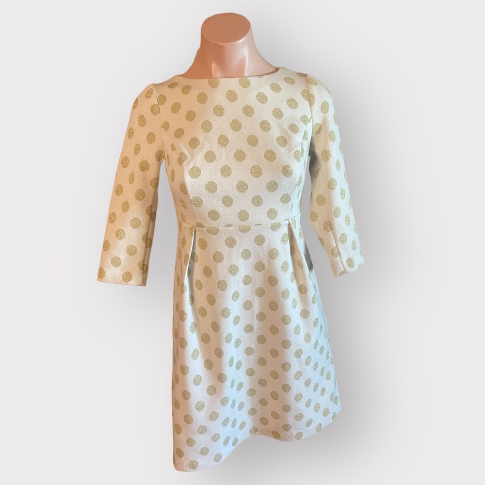 Boden Sparkle Spot US Size 2 Petite Jacquard 3/4 Sleeve Dress